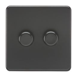 Knightsbridge  2-Gang 2-Way LED Intelligent Dimmer Switch  Matt Black