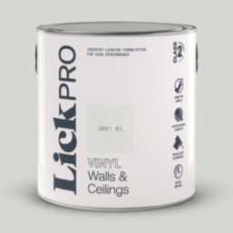 LickPro  2.5Ltr Grey 01 Vinyl Matt Emulsion  Paint