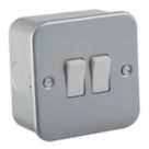 Knightsbridge  10AX 2-Gang 2-Way Metal Clad 10AX Switch with White Inserts