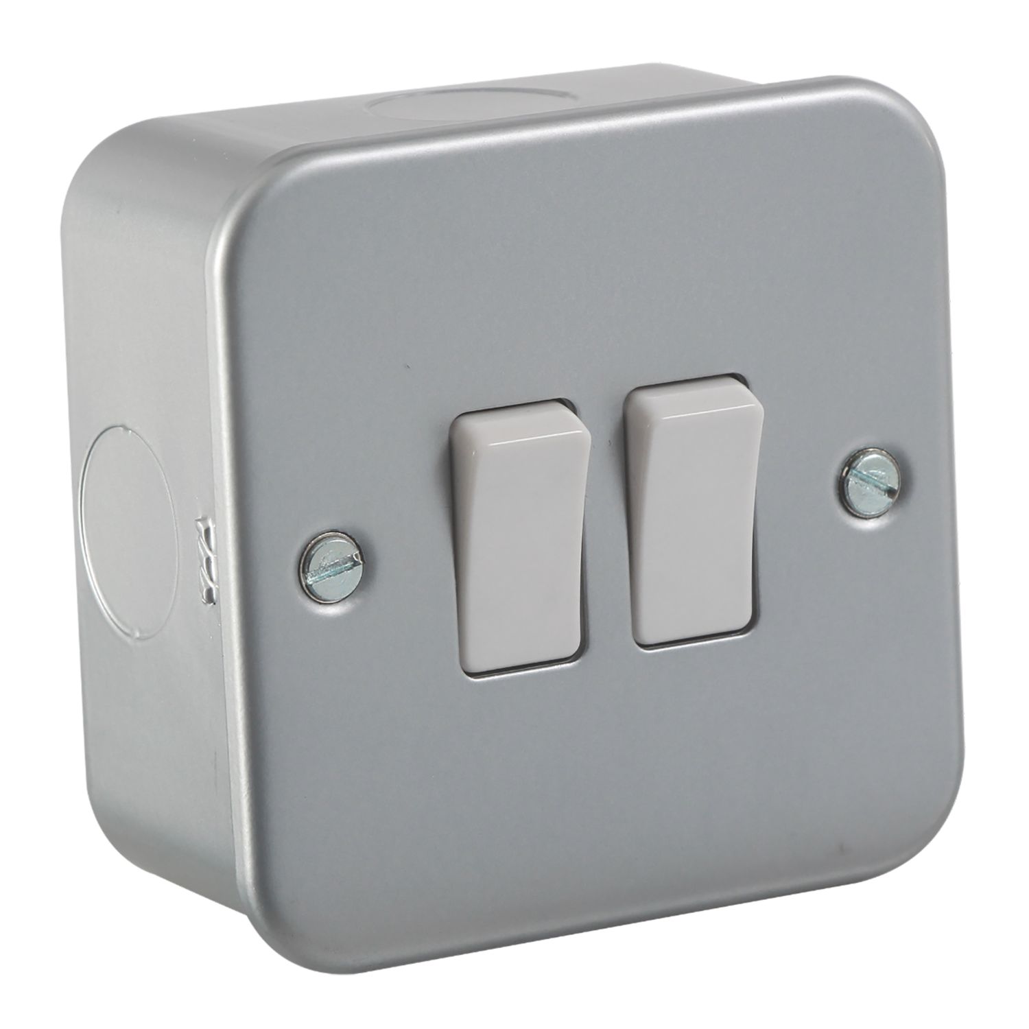 Knightsbridge 10AX 2-Gang 2-Way Metal Clad 10AX Switch with White Inserts (452VF)