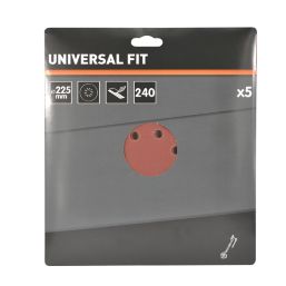 Essentials   240 Grit 18-Hole Punched Wood Sanding Discs 225mm 5 Pack