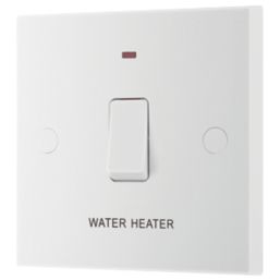 British General 900 Series 20A 1-Gang DP 'Water Heater' Printed Switch White with LED