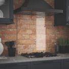 Splashback  Clear with Matt Black Caps Kitchen Splashback 600mm x 700mm x 6mm