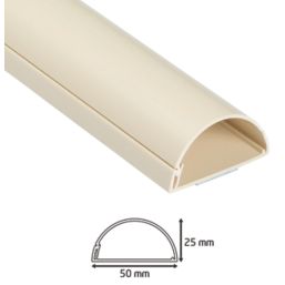 D-Line PVC Magnolia TV Trunking 50mm x 25mm x 1.5m 2 Pack