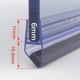 Aqualux  Replacement Shower Enclosure Magnetic Seal Silver 6mm x 2000mm