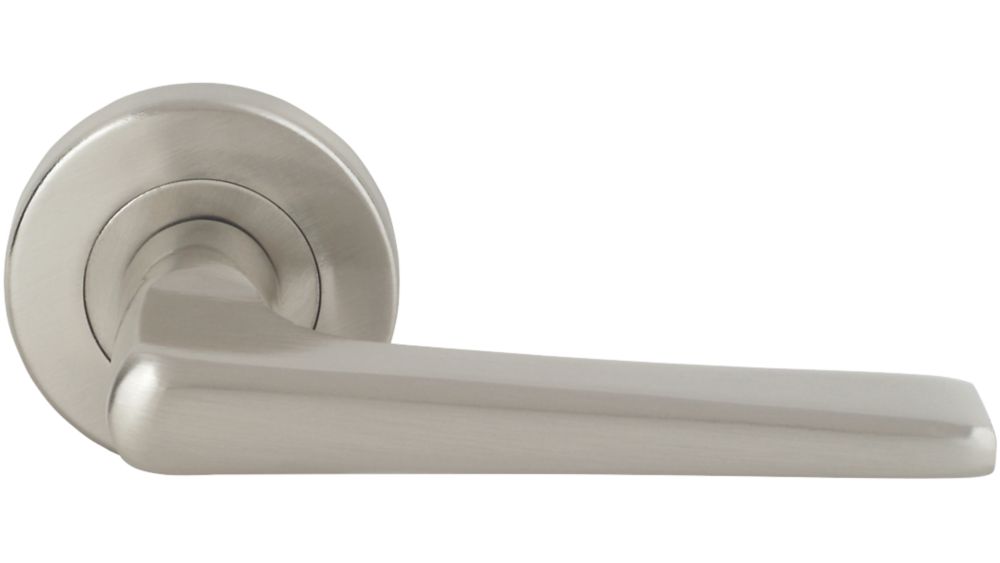 Smith & Locke Contour Lever on Rose Door Handle Pair Brushed Nickel