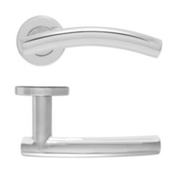 Eclipse Insignia Arched Fire Rated Lever on Rose Door Handle Pair Polished Stainless Steel