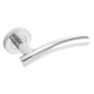 Eclipse Insignia Arched Fire Rated Lever on Rose Door Handle Pair Polished Stainless Steel