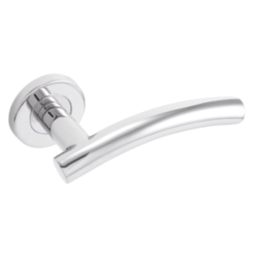 Eclipse Insignia Arched Fire Rated Lever on Rose Door Handle Pair Polished Stainless Steel