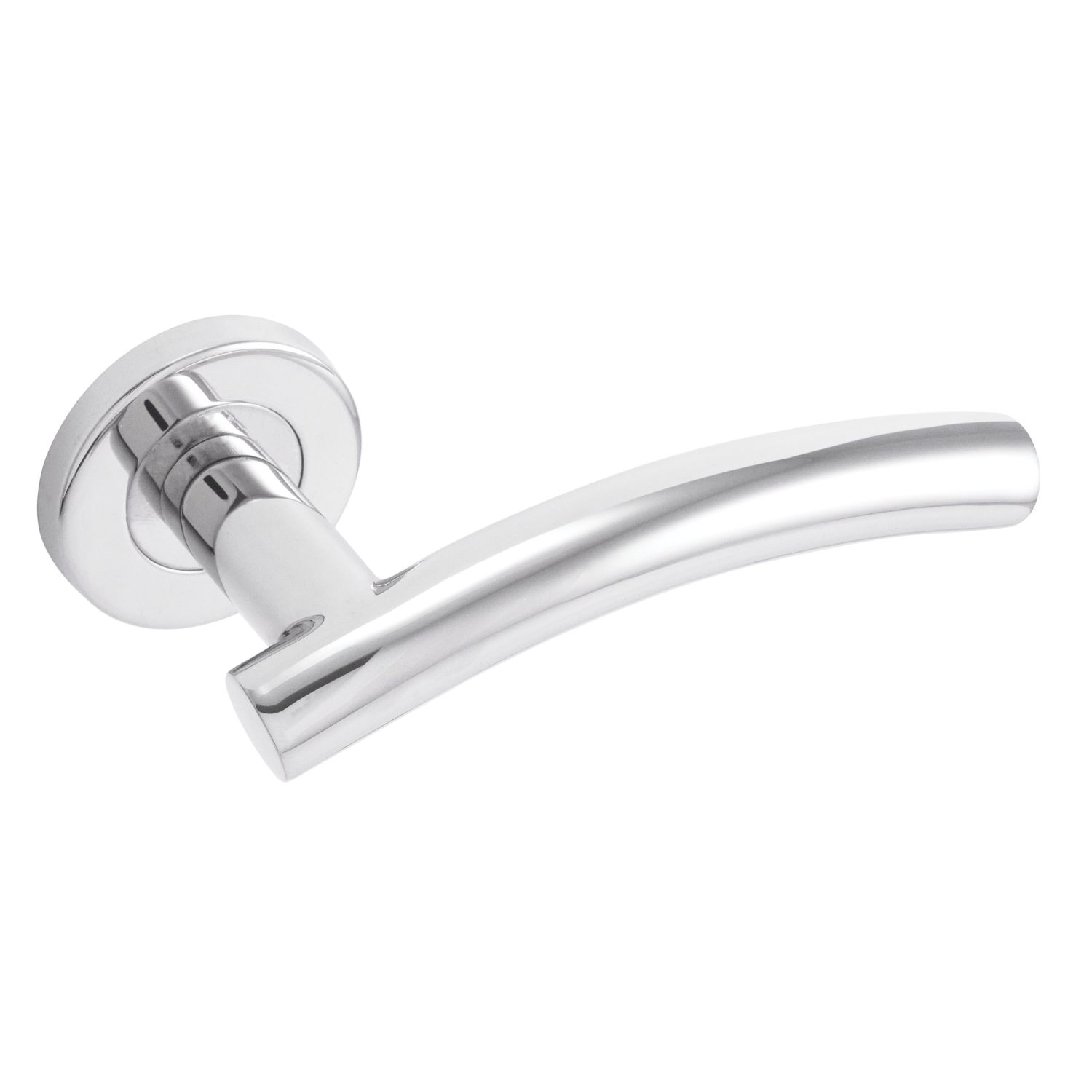 Eclipse Insignia Arched Fire Rated Lever on Rose Door Handle Pair Polished Stainless Steel (453KW)