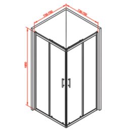 Framed Square Shower Enclosure  LH&RH Polished Silver Effect/Clear 760mm x 760mm x 1850mm