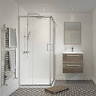 Framed Square Shower Enclosure  Left & Right-Hand Opening Polished Silver-Effect /Clear  760mm x 760mm x 1850mm