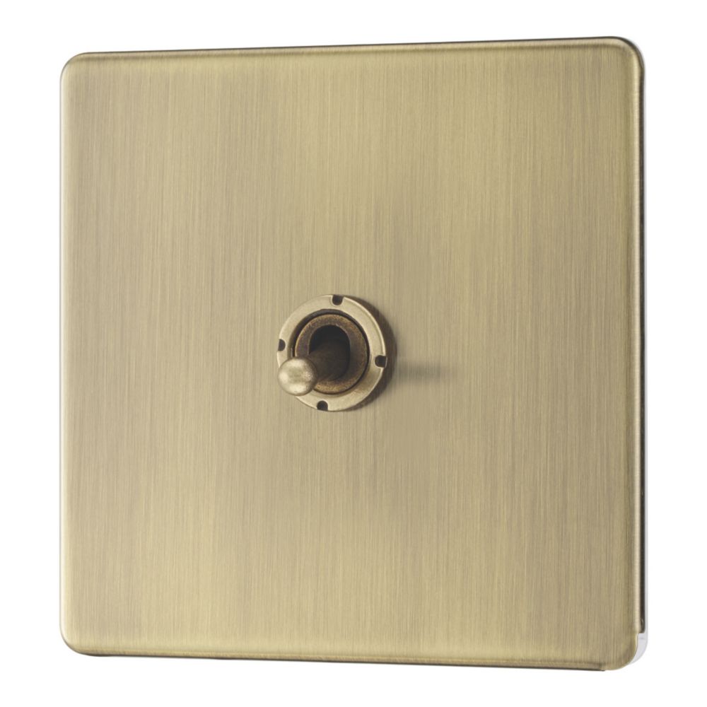 Vintage Brass Toggle Switch – Gold Finish, 86x86mm PC Flame-Retardant Panel, Red Copper Contacts (1 Gang)