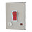 Contactum Lyric 32A 1-Gang DP Control Switch & Flex Outlet Brushed Steel with Neon with White Inserts
