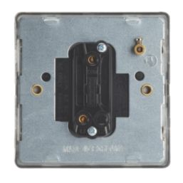 Contactum Lyric 10AX 1-Gang 1-Way Retractive Bell Switch Brushed Steel with Black Inserts