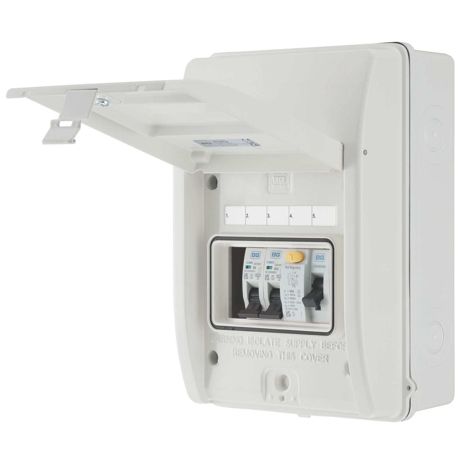 British General Fortress 5-Module 2-Way Populated Garage Consumer Unit (453VF)