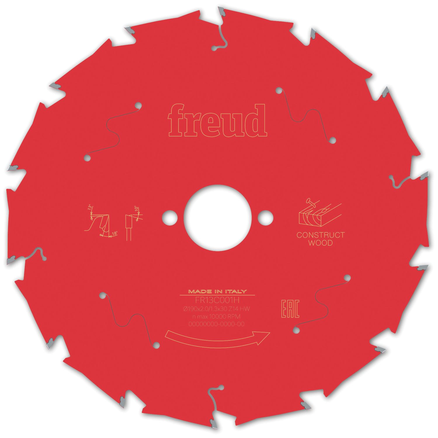 Freud F03FS09792 Wood/Nails Circular Saw Blade 190mm x 30mm 14T (453VV)