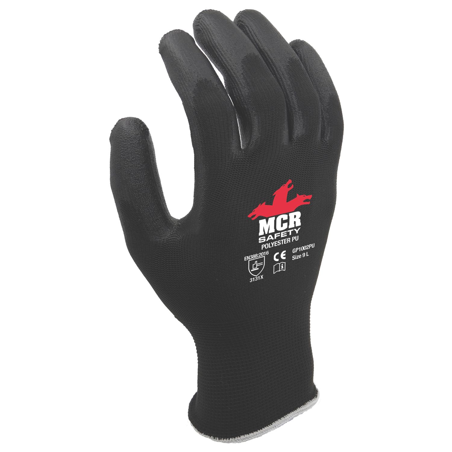 MCR Safety GP1002PU General Handling Gloves Black Large 1 Pair (453YM)
