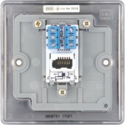 British General Nexus Metal 1-Gang Slave Telephone Socket Black Nickel