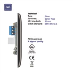 British General Nexus Metal 1-Gang Slave Telephone Socket Black Nickel