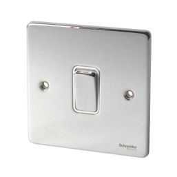 Schneider Electric Ultimate Low Profile 16AX 1-Gang Intermediate Switch Polished Chrome with White Inserts