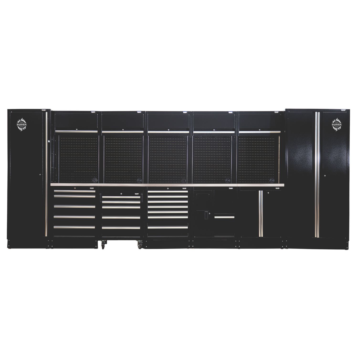 Bunker Black 25 Piece Modular Storage Set with 1 Bowl Stainless Steel Sink (454CN)