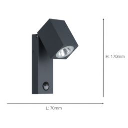 Eglo Sakeda Outdoor LED Wall Light With PIR Sensor Anthracite 5W 600lm