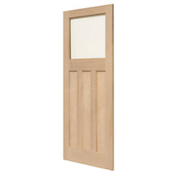 Edwardian 1-Clear Light Unfinished Oak Wooden 3-Panel Internal Door 1981mm x 762mm