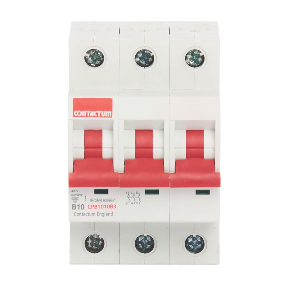 Contactum Defender 10A TP Type B 3-Phase MCB - Screwfix