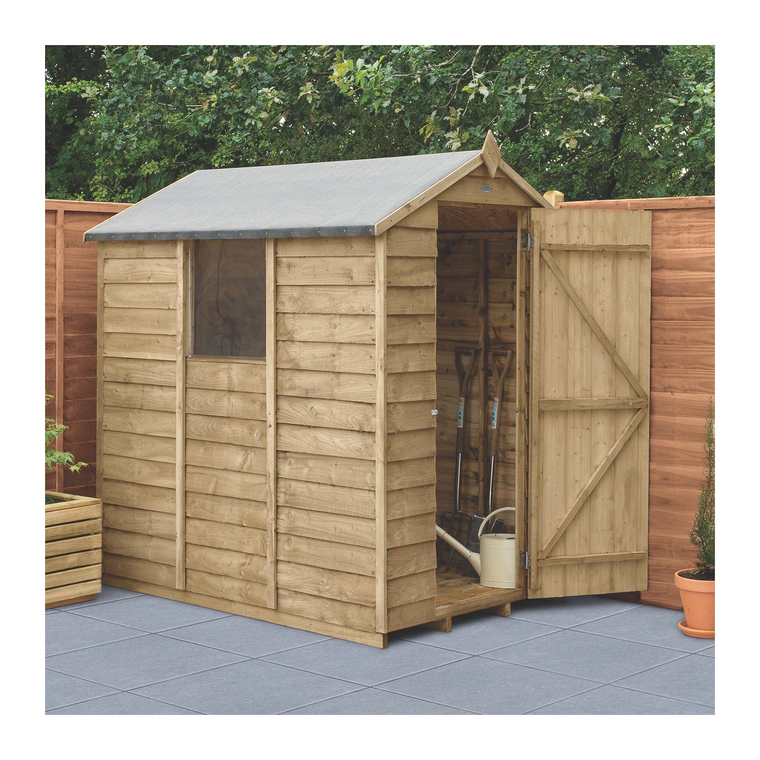 Forest 4' x 6' (Nominal) Apex Overlap Timber Shed with Base & Assembly (454JR)