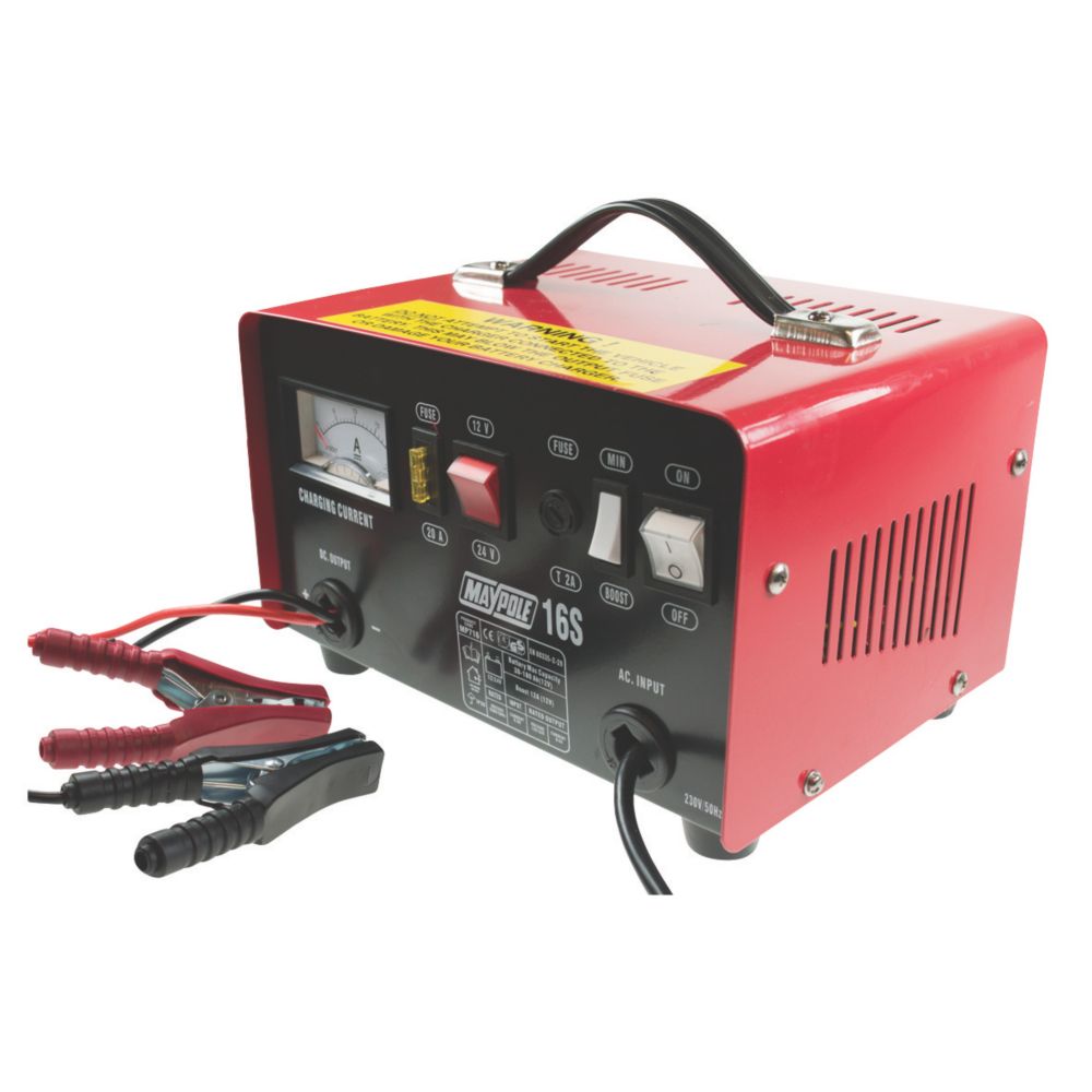 MP716 12A 12V/24V Metal Cased Battery Charger - Maypole