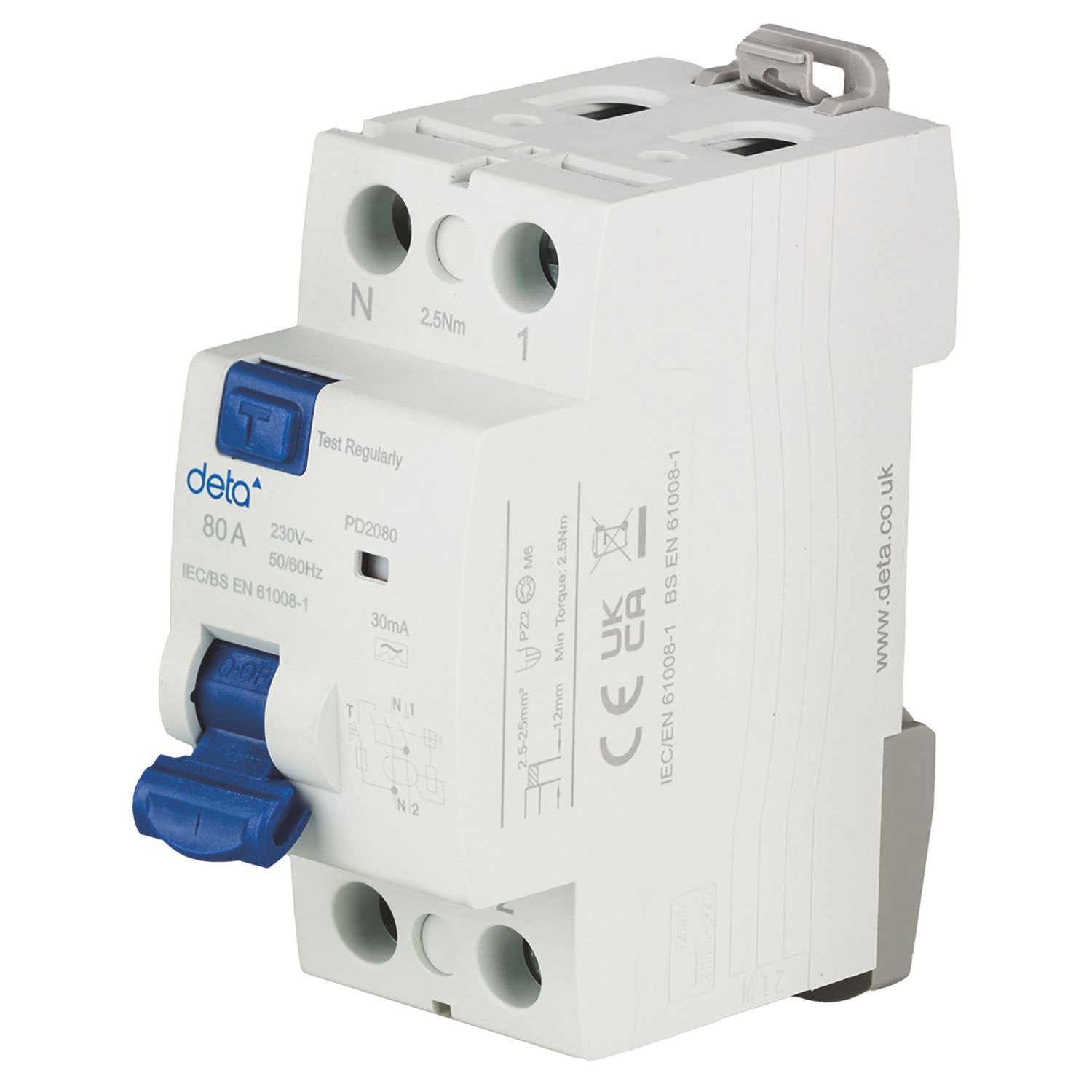 Deta 80A 30mA DP A Curve RCD (454PV)