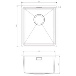 Carysil SR1014 1 Bowl Stainless Steel Kitchen Sink 380mm x 440mm