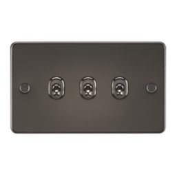 Knightsbridge  10AX 3-Gang 2-Way Light Switch  Gunmetal
