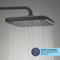 Grohe Vitalio Comfort 250 HP Rear-Fed Exposed Matt Black Thermostatic Shower System