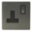 LAP  13A 1-Gang SP Switched Plug Socket Slate-Effect  with Black Inserts