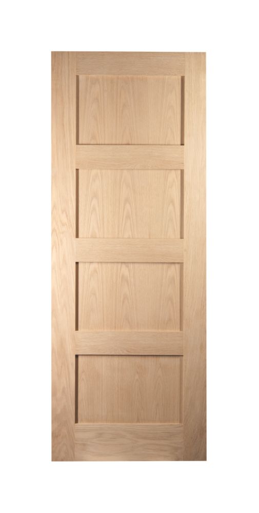 Jeld-Wen  Unfinished Oak Veneer Wooden 4-Panel Shaker Internal Door 2040mm x 826mm