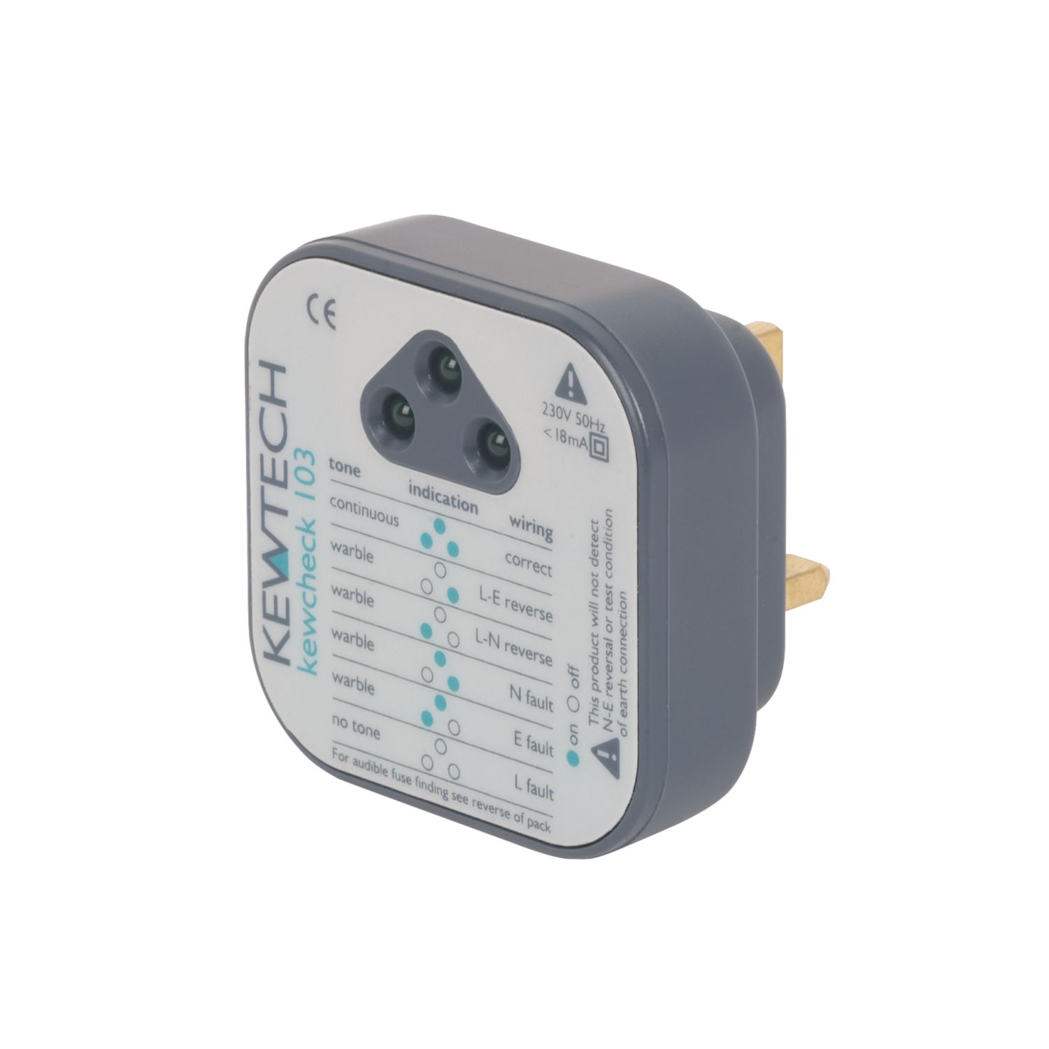 Kewtech Kewcheck 103 13A Socket Tester 230V AC (45558)