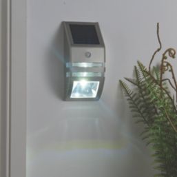 LAP  Outdoor LED Solar Powered Bulkhead With PIR Sensor Silver 40lm