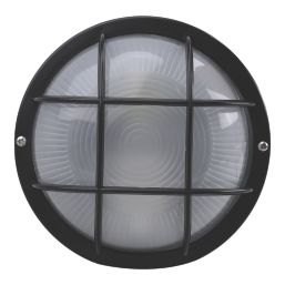 Essentials  Outdoor Round Bulkhead Wall Light Black