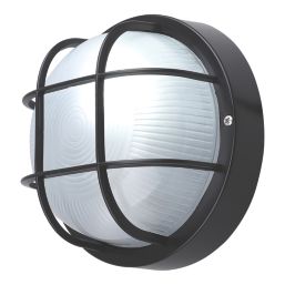 Essentials  Outdoor Round Bulkhead Wall Light Black