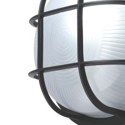 Essentials  Outdoor Round Bulkhead Wall Light Black