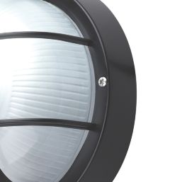Essentials  Outdoor Round Bulkhead Wall Light Black