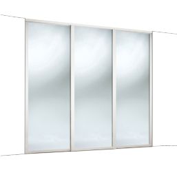 Spacepro  3-Door Sliding Wardrobe Door Kit White Frame Mirror Panel 2592mm x 2260mm