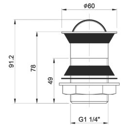 Highlife Bathrooms Unslotted Pop Up Swivel Basin Waste Chrome 60mm
