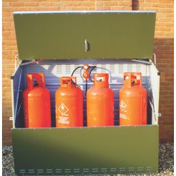 Trimetals DD Senturion 447 6' 6" x 2' 6" (Nominal) Metal Gas Cylinder Storage with Base Olive/Moorland Green