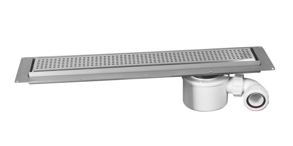 McAlpine CD600-SQ Channel Drain With Grid Brushed Stainless Steel 610mm x 150mm