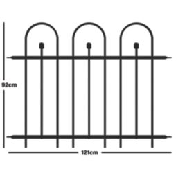 Apollo Appleton Easy Fit  Ball Top Metal Garden Fence Panel 1.21m x 0.92m 3 Pack