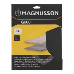 Magnusson  600 Grit Multi-Material Hand Sanding Sheet 280mm x 230mm 4 Pack