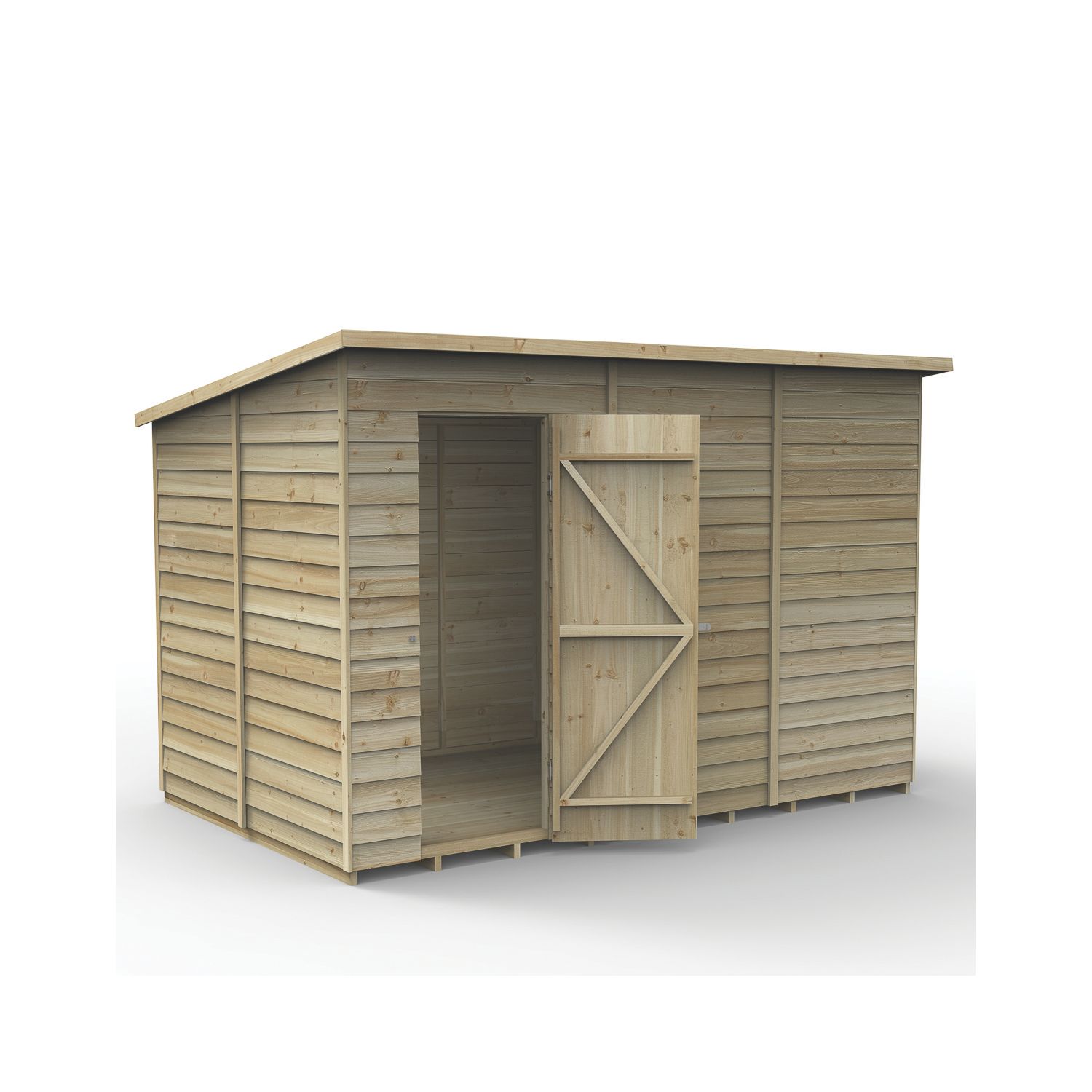 Forest 4Life 6' x 9' 6" (Nominal) Pent Overlap Timber Shed with Assembly (456FL)